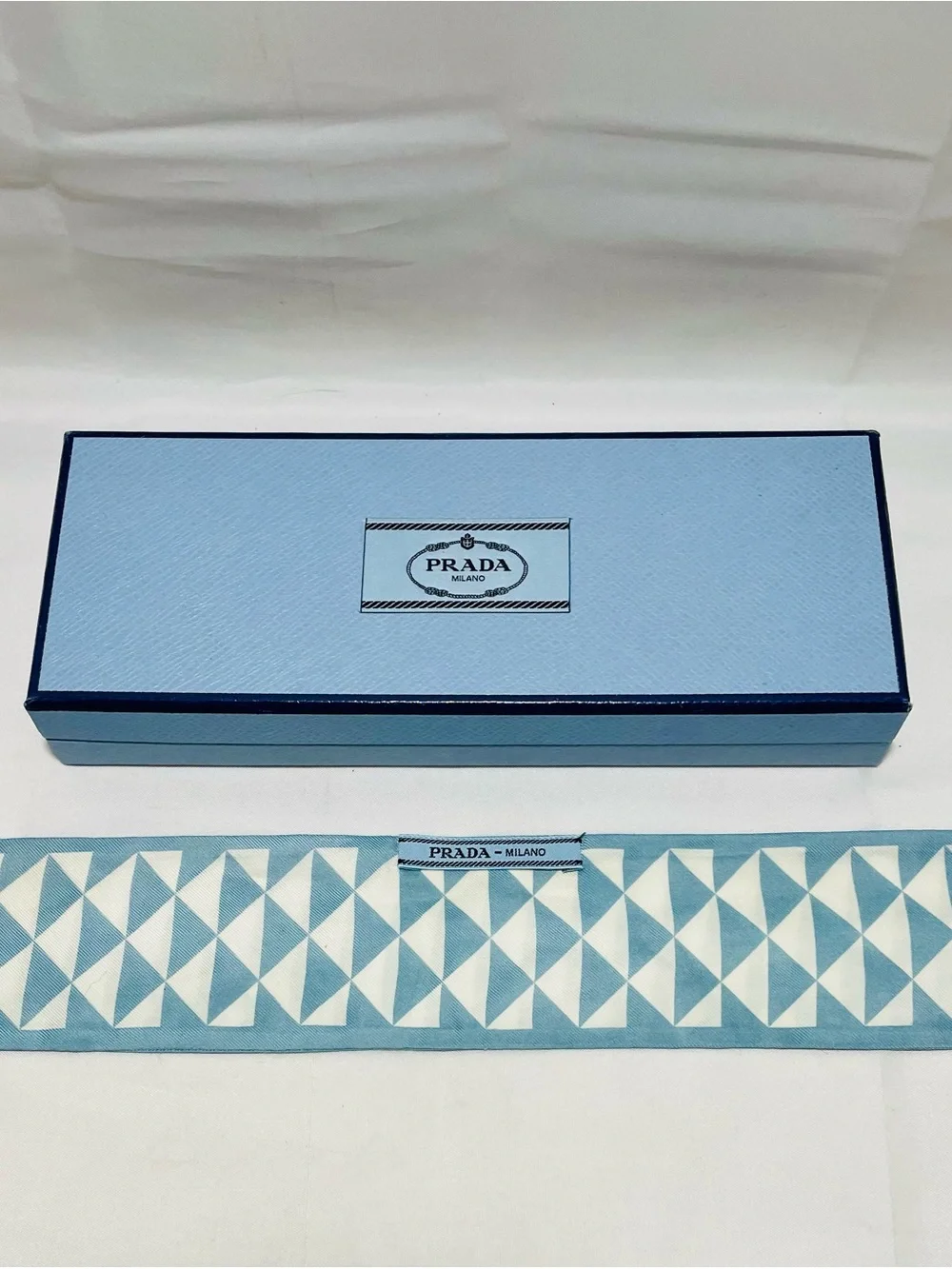 Prada Classic Triangular Silk Twill Scarf with COA and Full Inclusion